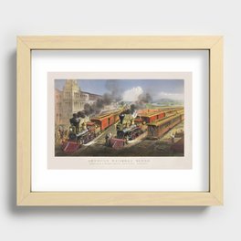 Lightning Express Trains Leaving The Junction - American Railroad Scene - 1874 Recessed Framed Print