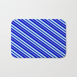 [ Thumbnail: Blue & Turquoise Colored Pattern of Stripes Bath Mat ]