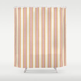 Pastel Pink And Gold Braid Cabana Stripes On Off-White Cream Vintage Aesthetic Shower Curtain