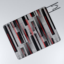 Off the Grid - Abstract - Gray, Black, Red Picnic Blanket