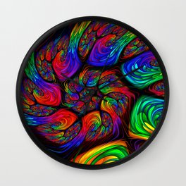 Rainbow Spiral Fractal Wall Clock | Vivid, Multicolored, Spiral, Vibrant, Colourful, Rainbowcolors, Swirl, Graphicdesign, Rainbow, Fractals 