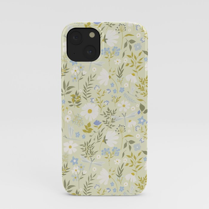 Daisies and Dragonflies (small scale) iPhone Case