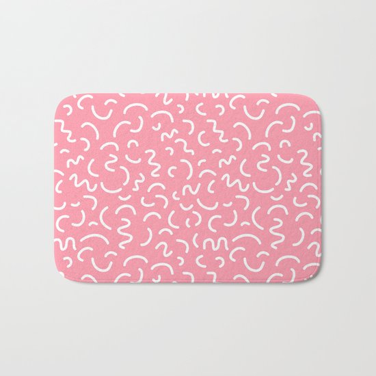 1980s Abstract memphis pattern trendy modern pattern print pink black and blue Bath Mat