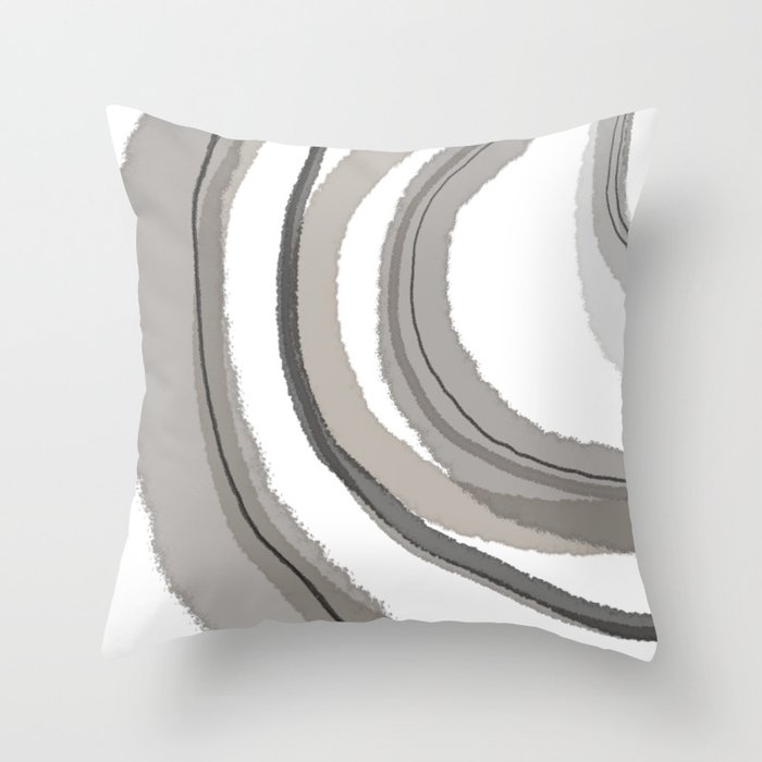 Abstract Sea Waves Light Sepia Brown Minimalist Abstract Watercolor Painting Throw Pillow
