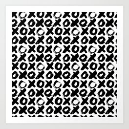Black and White XOXO seamless pattern Art Print