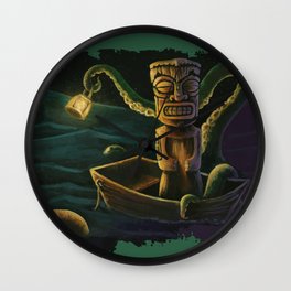 Two By Sea Wall Clock | Tiki, Sea, Acrylic, Ocean, Squid, Painting, Octopus, Tentacles 