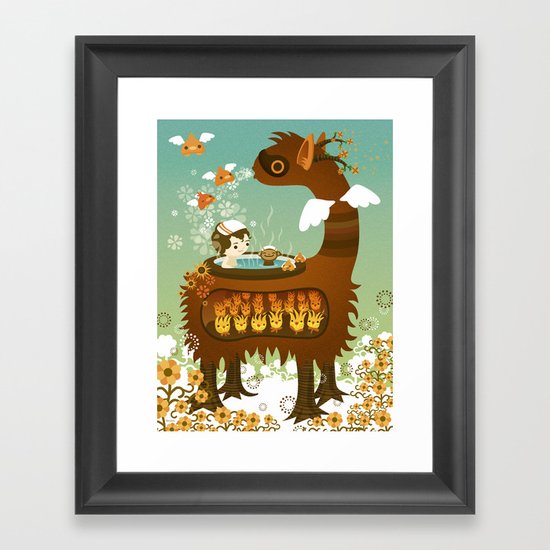 Llama Bath Framed Art Print
