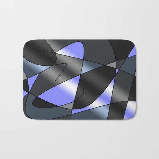 ABSTRACT CURVES #2 (Greys & Light Blue) Bath Mat