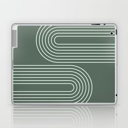 Geometric Lines Rainbow 14 in Sage Green Laptop Skin