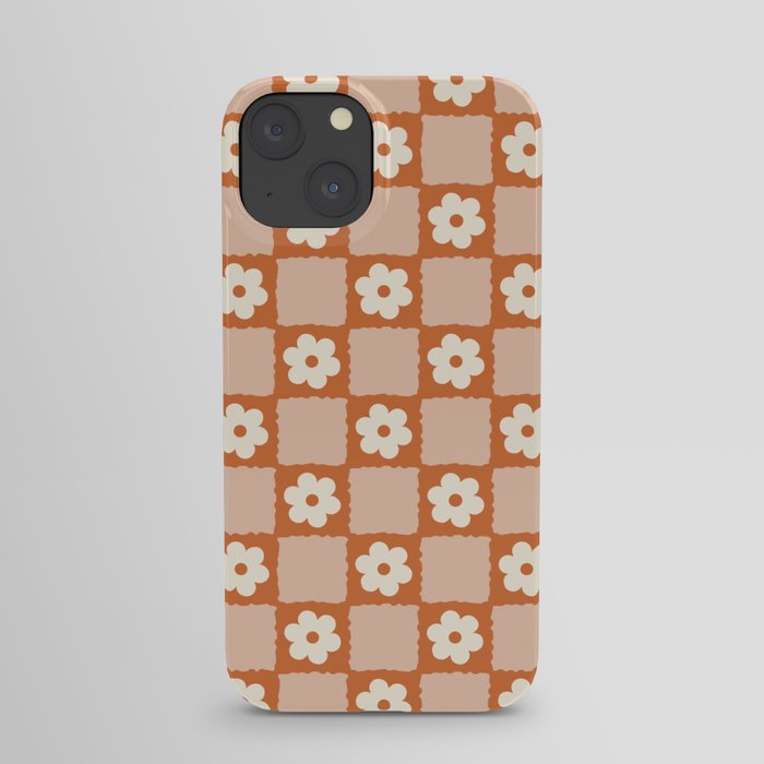 Flower Checker in Burnt Orange  iPhone Case