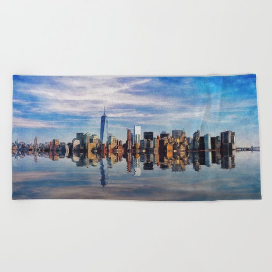 New York Reflections Beach Towel