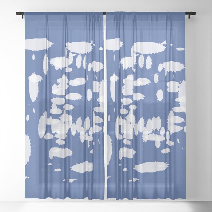 Abstract Splash Navy Blue Sheer Curtain
