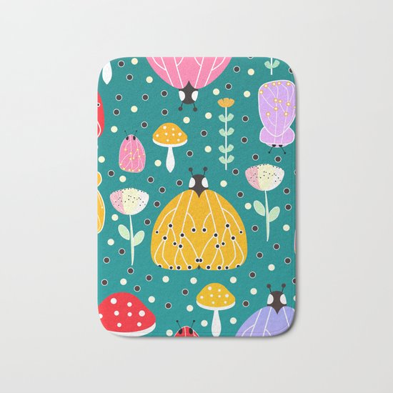 Bugs and mushrooms Bath Mat