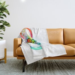 Bright infinity with rainbow butterfly Throw Blanket