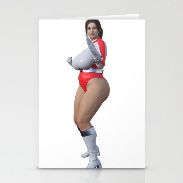 A Beautiful Superhero Milf in Action - 3D Art Stationery Cards