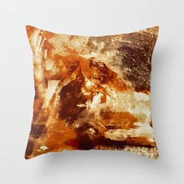 Orange, Gold and Brown Marble Texture Throw Pillow