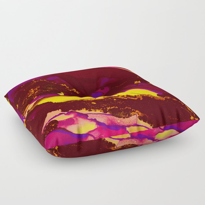 Wine & Copper Alcohol Ink Painting Floor Pillow