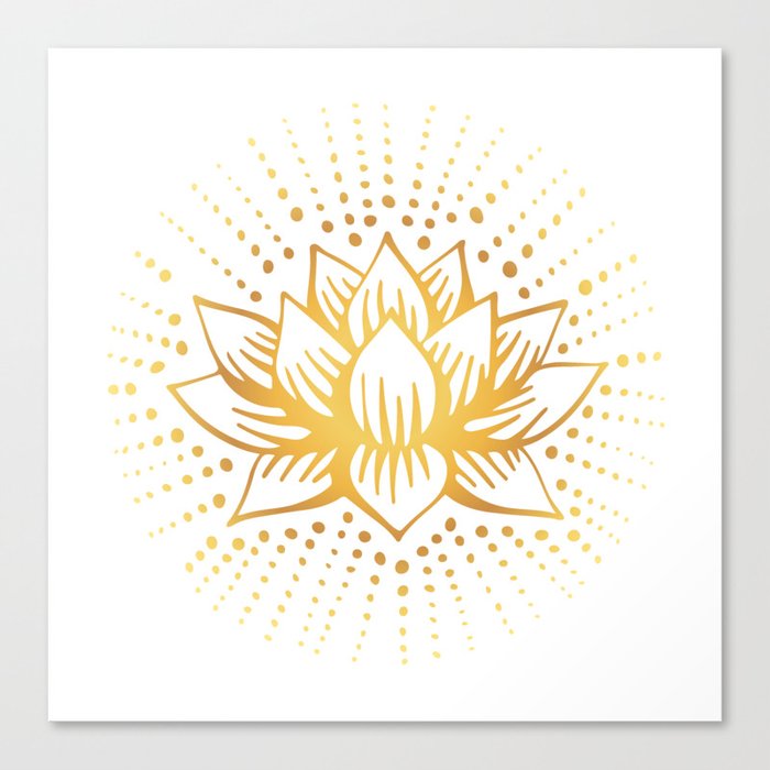 Golden Lotus Mandala Light Canvas Print by majoihart