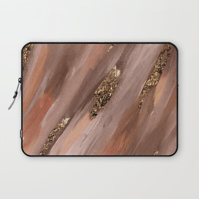 Colorful Paint Brushstrokes Gold Foil Laptop Sleeve