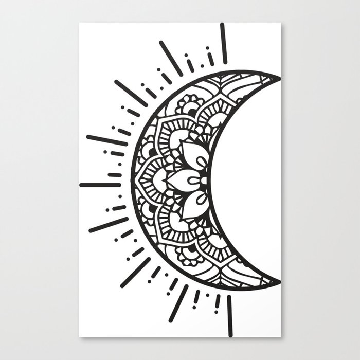 Half Sun Half Moon Canvas Painting - Half Sun Half Moon Painting Idea