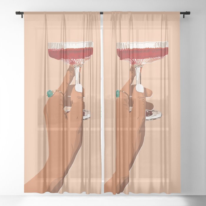 Cheers to Love, Laughter & Happily Ever After #painting #illustration Sheer Curtain