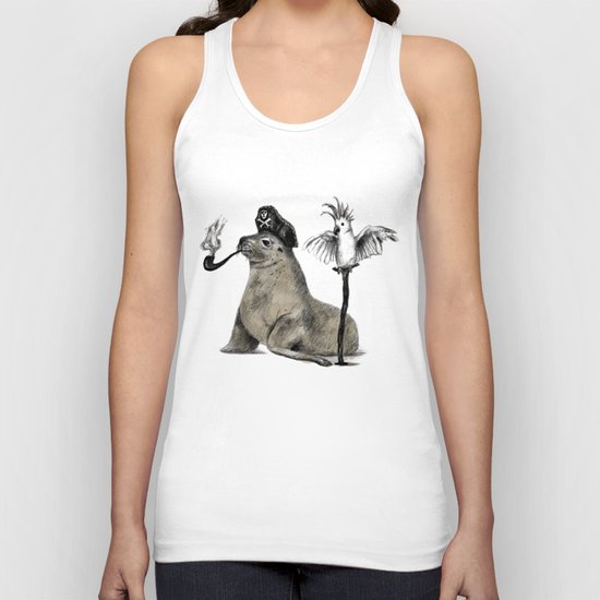 Pirate // seal parrot Unisex Tank Top