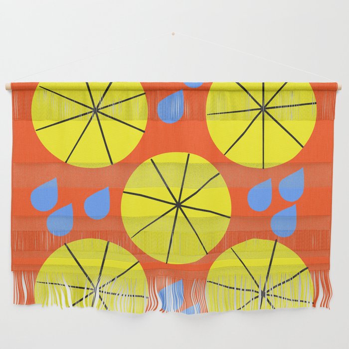 Spring Rain Umbrella Mid-Century Modern Wall Hanging