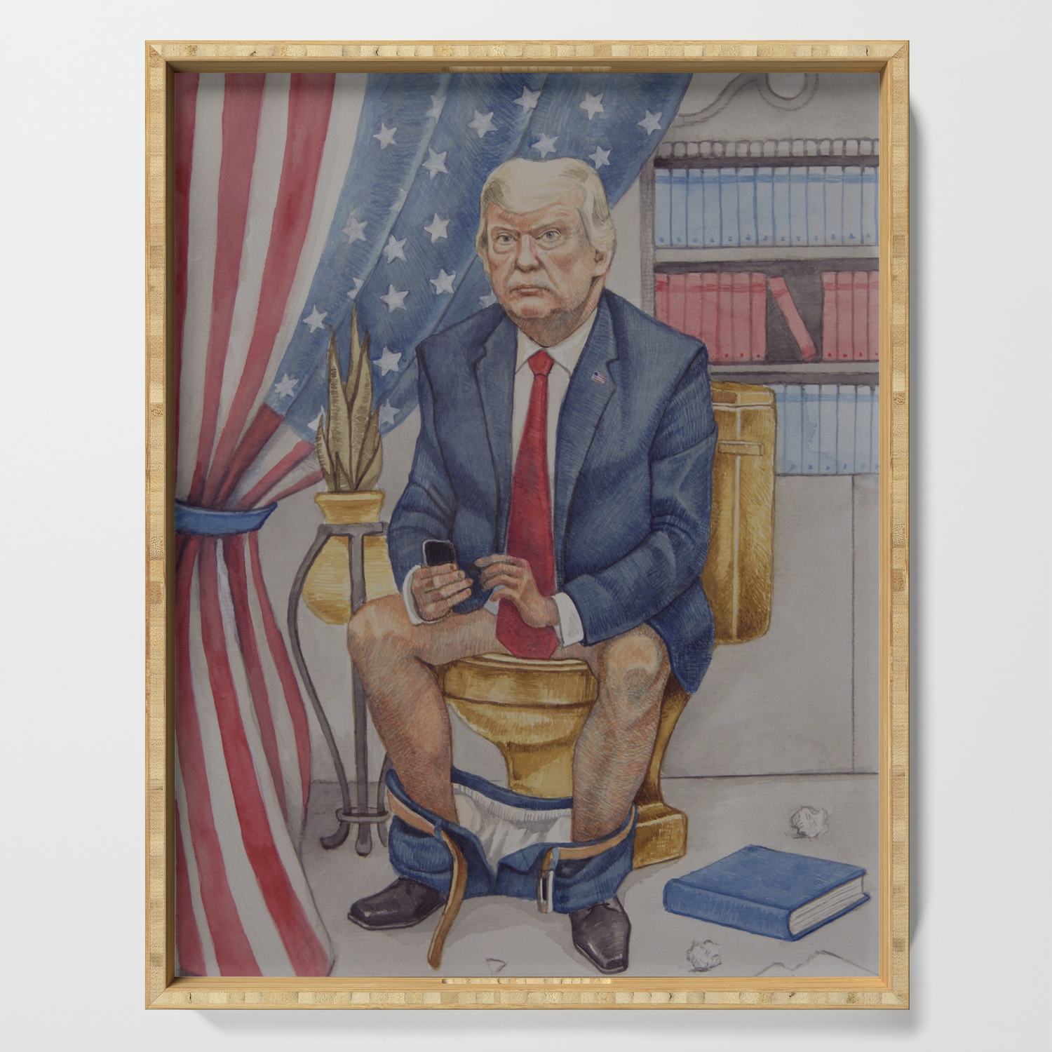 Portrait of Trump Toilet Tweeting Serving Tray by londonvisacyprus |  Society6