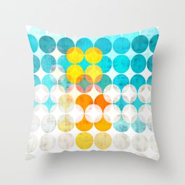 Palm Springs Dots - Aqua Yellow Orange Throw Pillow
