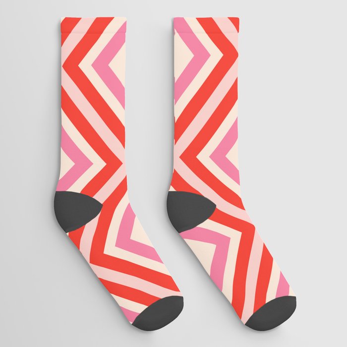 Retro 70s Diagonal Squares Summer Pattern  Socks