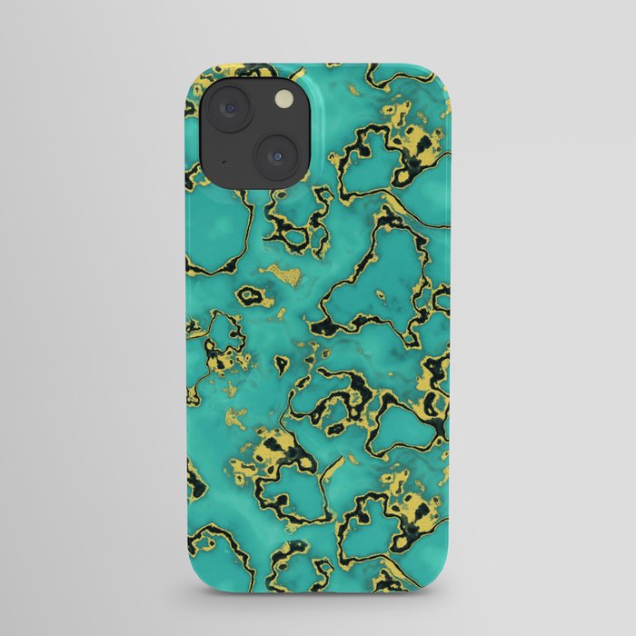 Turquoie Gold Marble Green Mint Aqua iPhone Case
