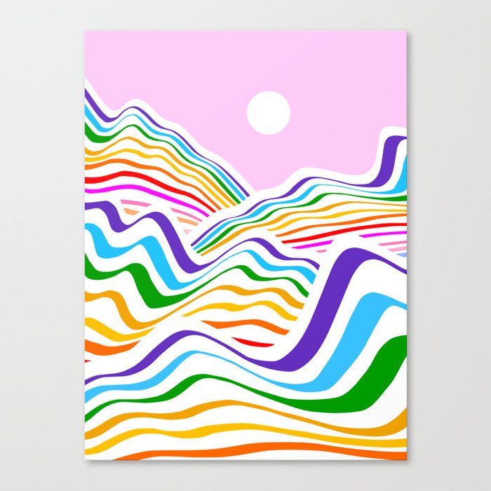 Vibrant Rainbow Wave Landscape Canvas Print