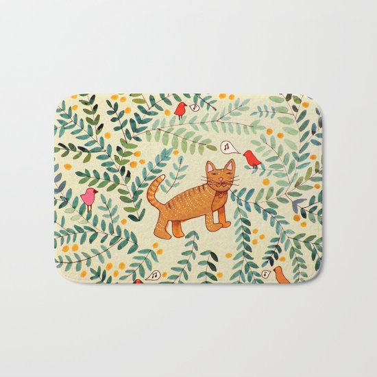 minou jaune (this yellow cat) Bath Mat