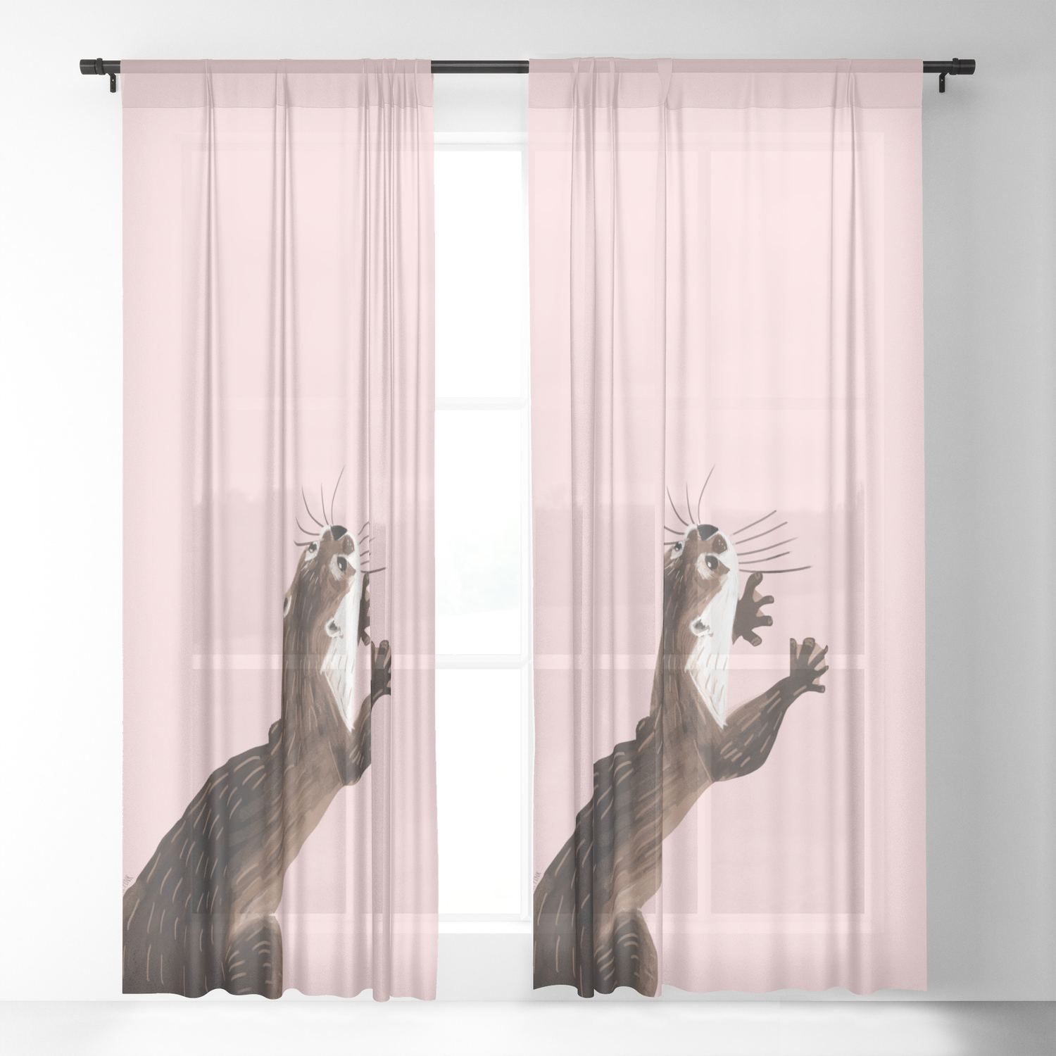 Asian Small Clawed Otter Sheer Curtain By Natachapink Society6