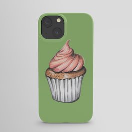 Sweet Rose Cupcake Green Background iPhone Case