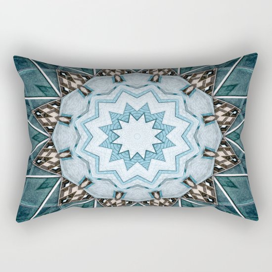 Structural Turquoise Mandala Rectangular Pillow