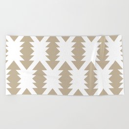 Southwest Criss Cross Pattern in Neutral Flax and White Beach Towel