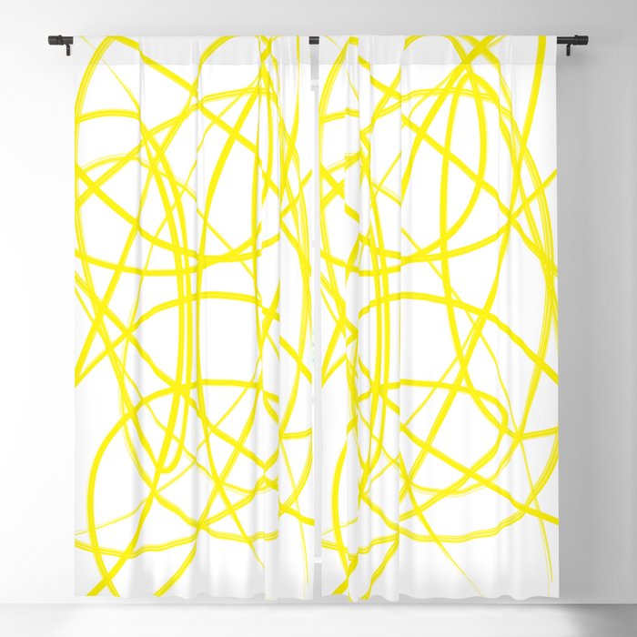 Curvy1print Yellow And White Blackout Curtain By Gradusconsilium