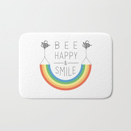 Bee Happy and Smile Bath Mat