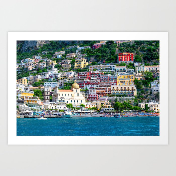 Colorful Italian village houses of coastal Positano Amalfi coast, Italy color photograph / photography Art Print