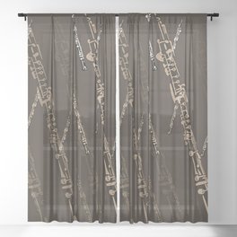 Oboe Pattern in Brown Sheer Curtain