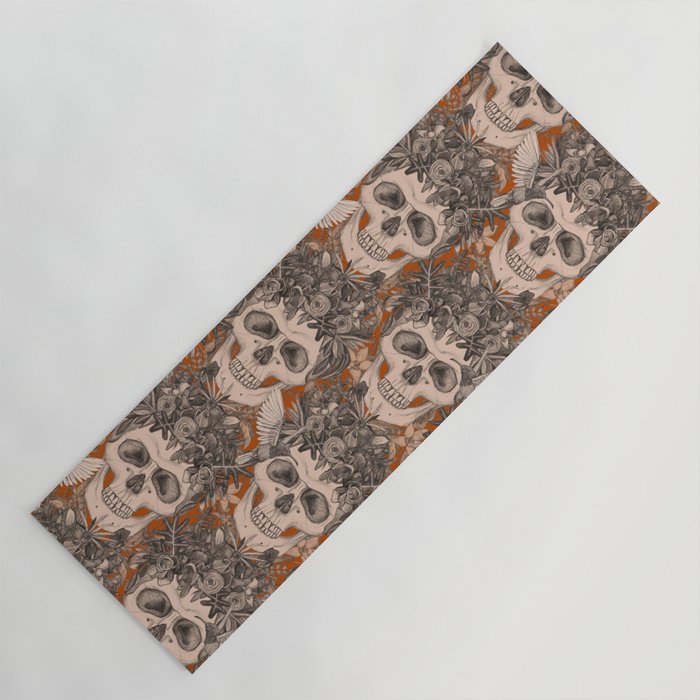 skull damask rust Yoga Mat