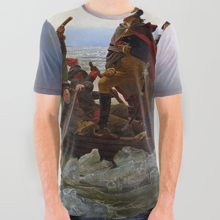 George Washington Crossing Of The Delaware River Painting All Over Graphic Tee