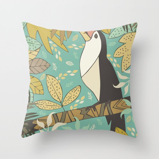 Forest Toucan Throw Pillow