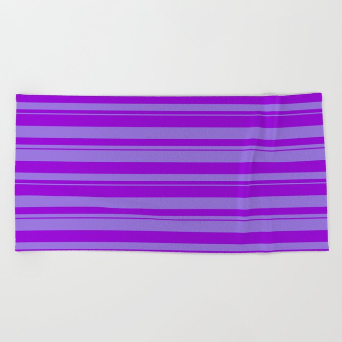 Purple & Dark Violet Colored Stripes/Lines Pattern Beach Towel