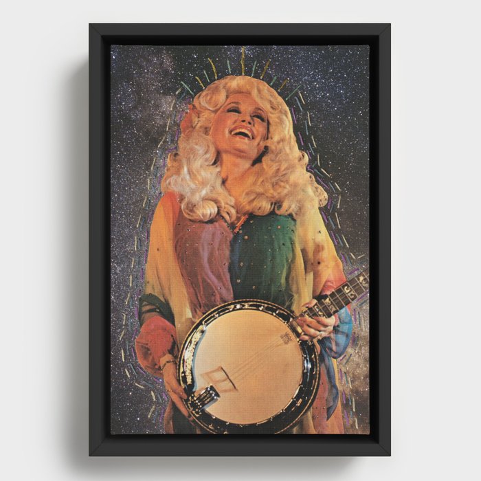 COSMIC DOLLY Analog Mixed Media Collage Framed Canvas