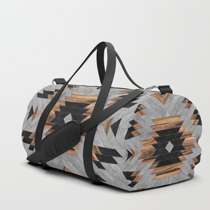 Urban Tribal Pattern No.6 - Aztec - Concrete and Wood Duffle Bag