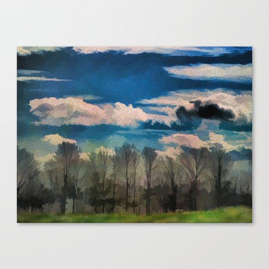 Watercolor Foggy Woodlands Canvas Print