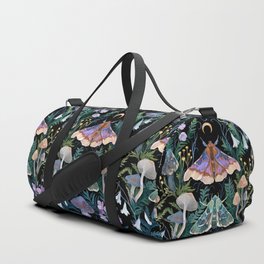 Sphinx Moth Moon Garden Duffle Bag | Garden, Floral, Butterfly, Gouache, Nature, Magical, Painting, Moon, Lunar, Dark 