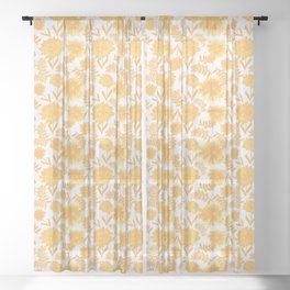 Mountain Dandelion White Textured Pattern Sheer Curtain